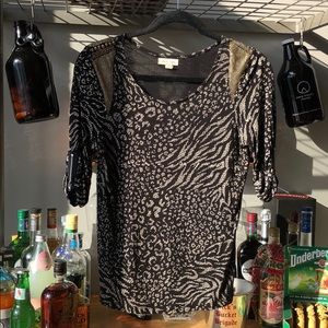 silence + noise black top with studded shoulders